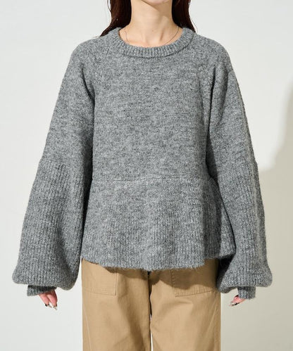 蓬鬆荷葉邊針織套頭衫