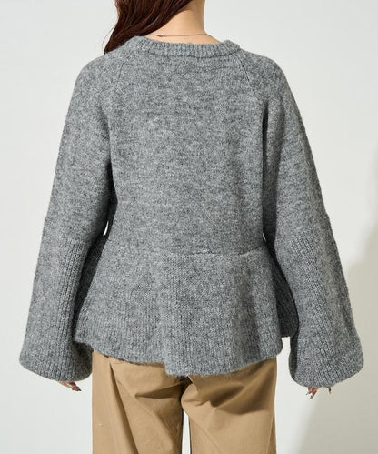 蓬鬆荷葉邊針織套頭衫