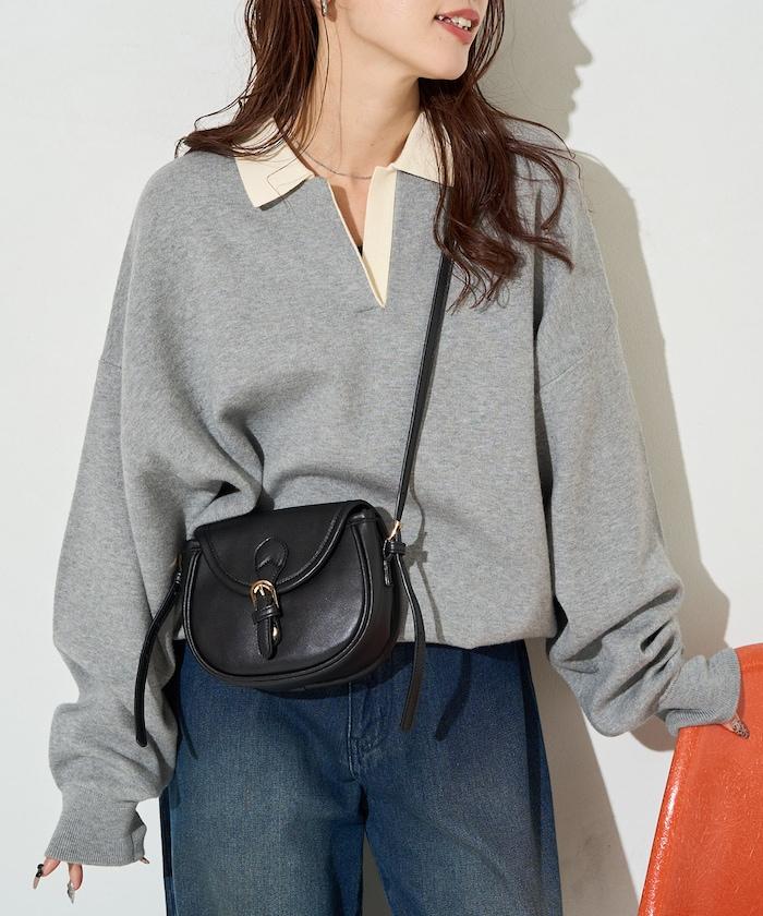 拼色翻領開襟針織套頭衫