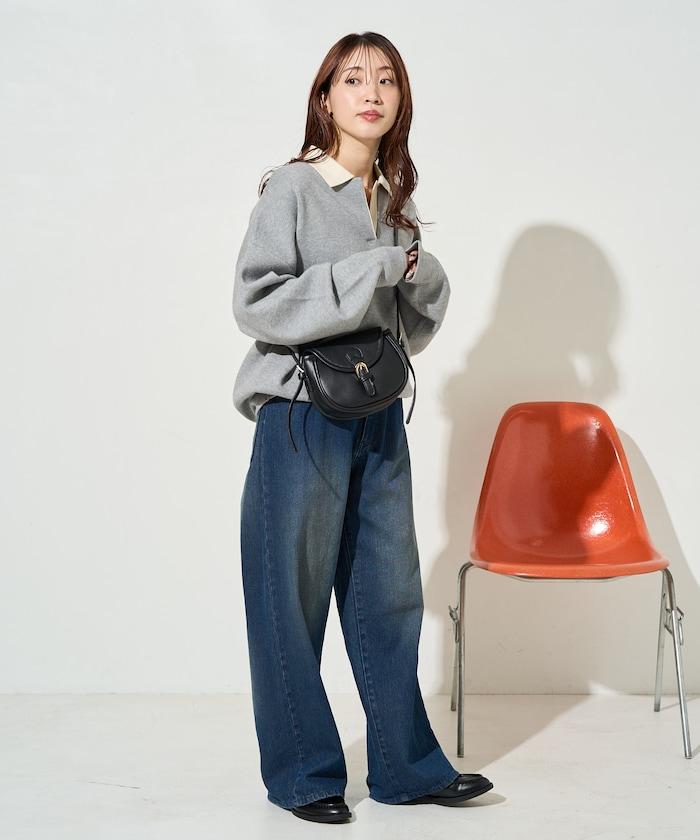 拼色翻領開襟針織套頭衫