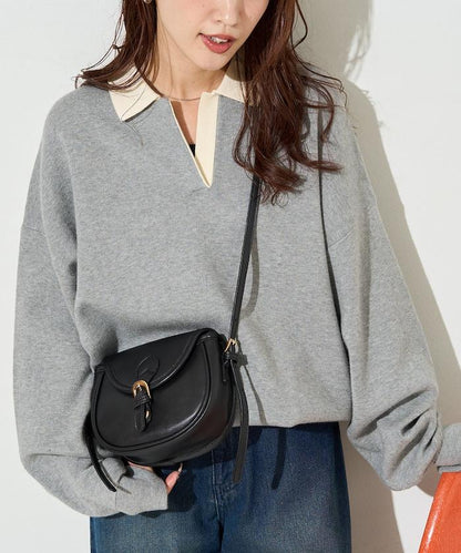 拼色翻領開襟針織套頭衫