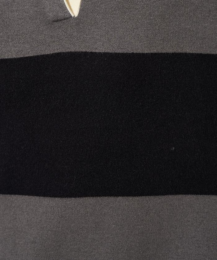 拼色翻領開襟針織套頭衫