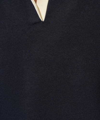 拼色翻領開襟針織套頭衫