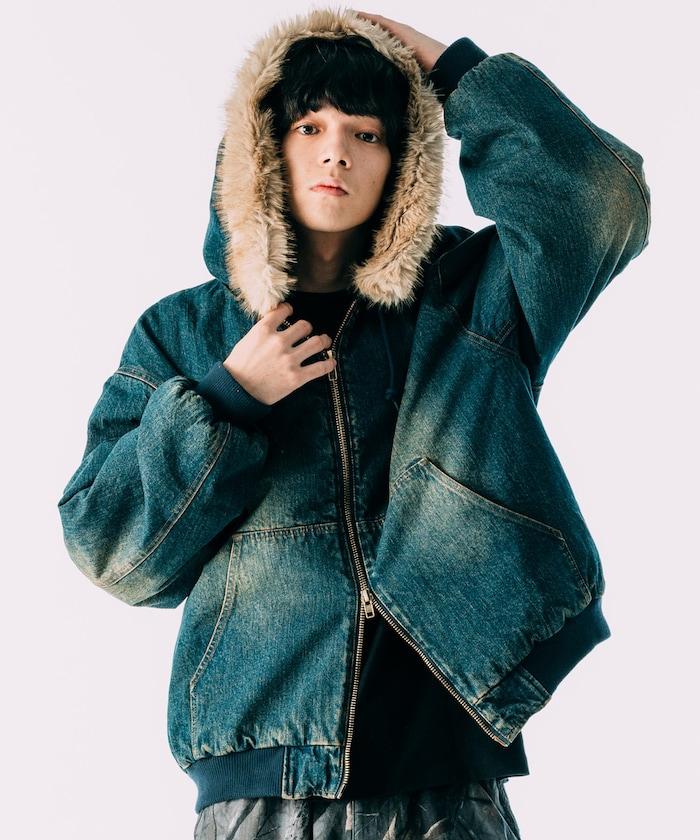 仿皮草拉鍊連帽加棉外套