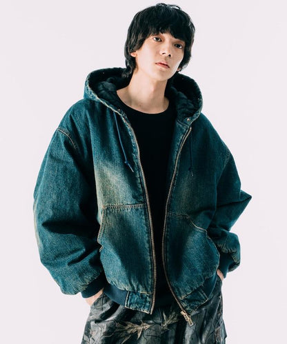 仿皮草拉鍊連帽加棉外套