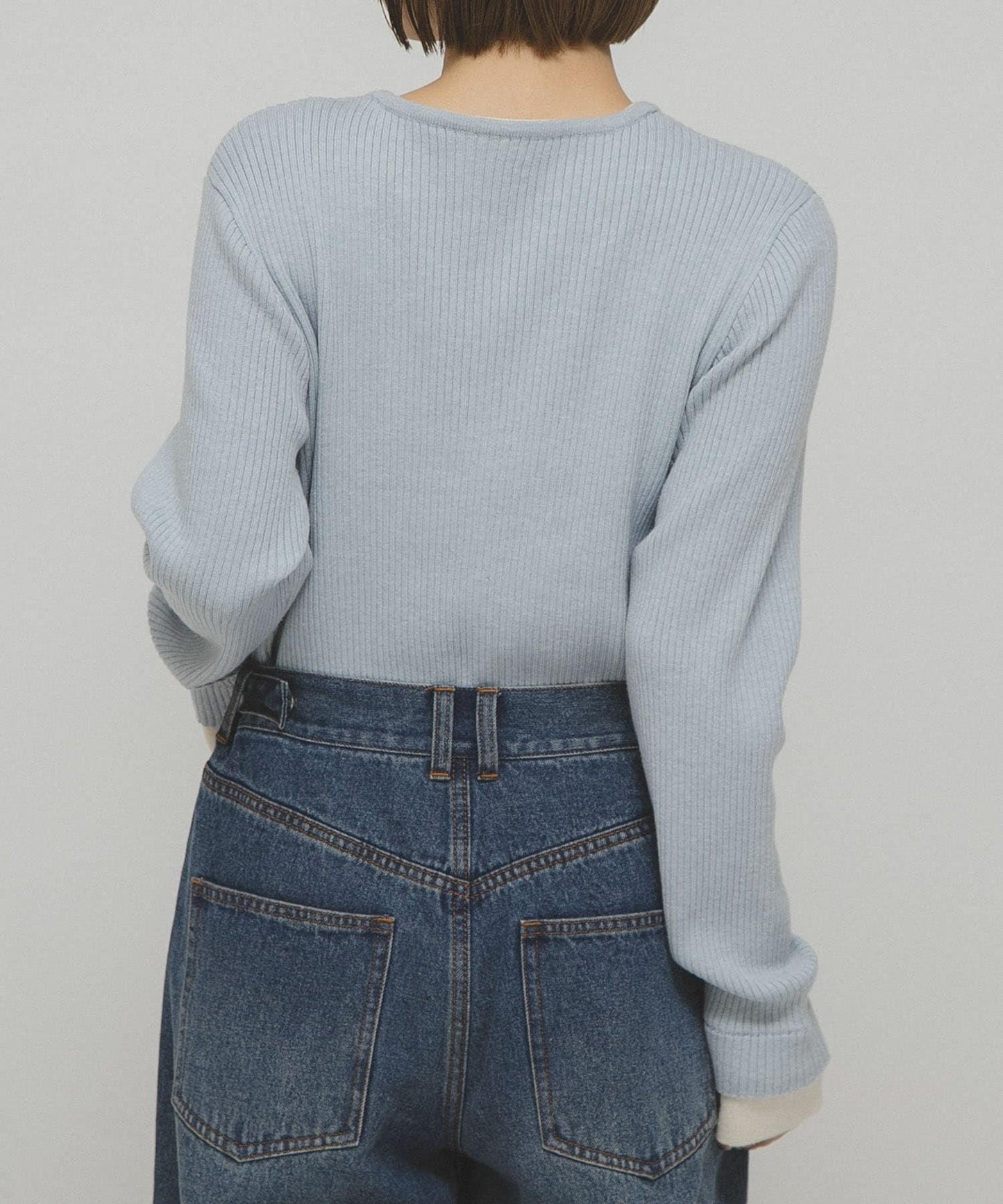 層疊風格亨利領針織衫