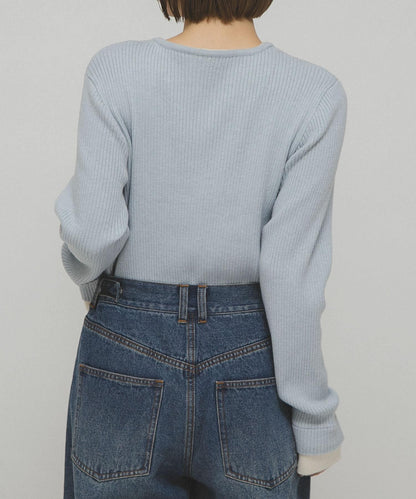 層疊風格亨利領針織衫