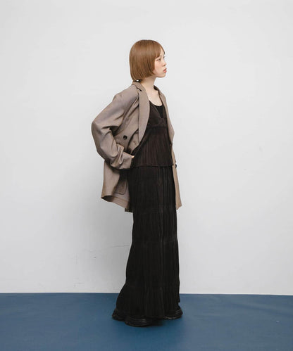 百褶拼接連衣裙