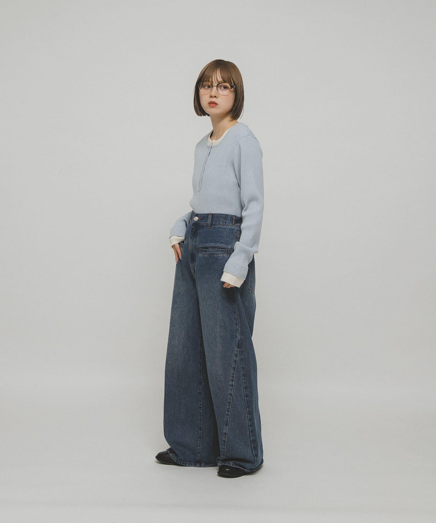 層疊風格亨利領針織衫