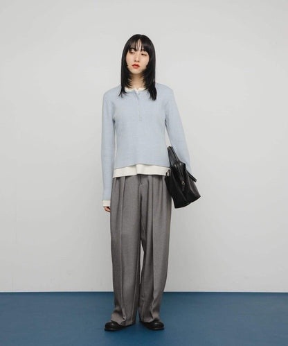 層疊風格亨利領針織衫