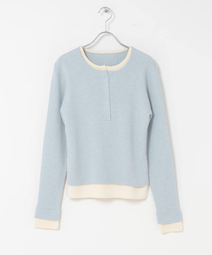 層疊風格亨利領針織衫