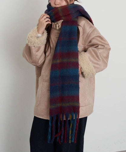 RAY CASSIN 大格紋寬幅圍巾