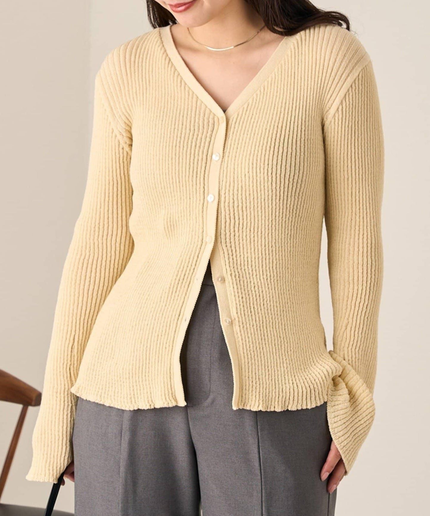 【Kastane】B 透視羅紋開衫