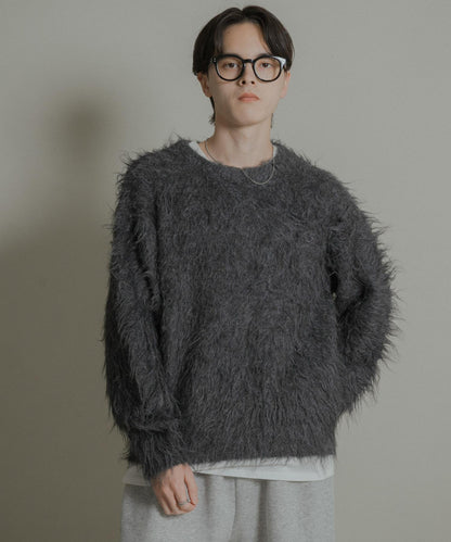 可水洗毛圈圓領針織衫