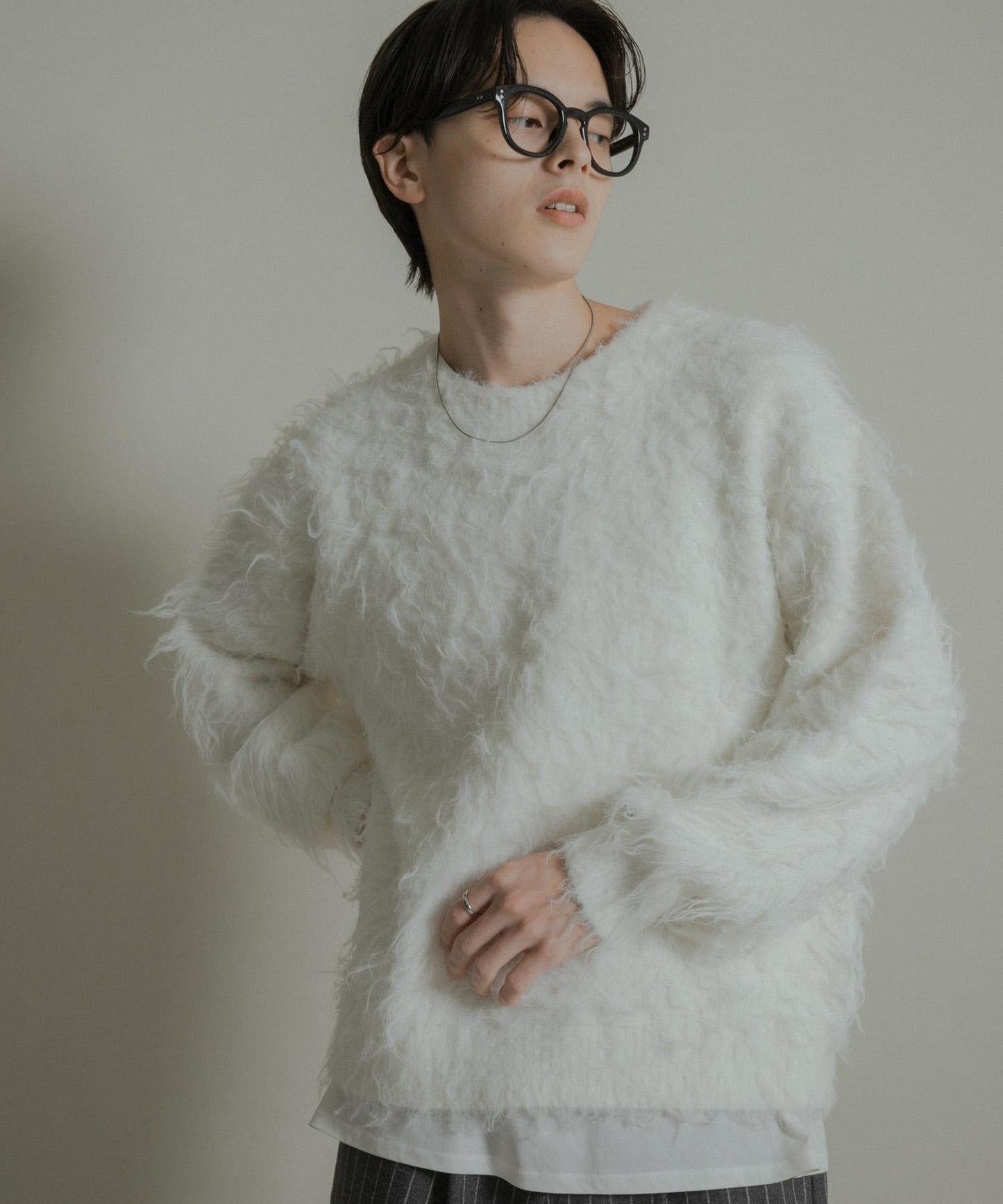 可水洗毛圈圓領針織衫