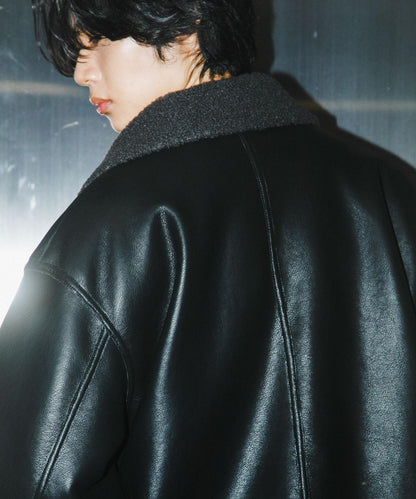 拼色仿羊羔絨飛行夾克