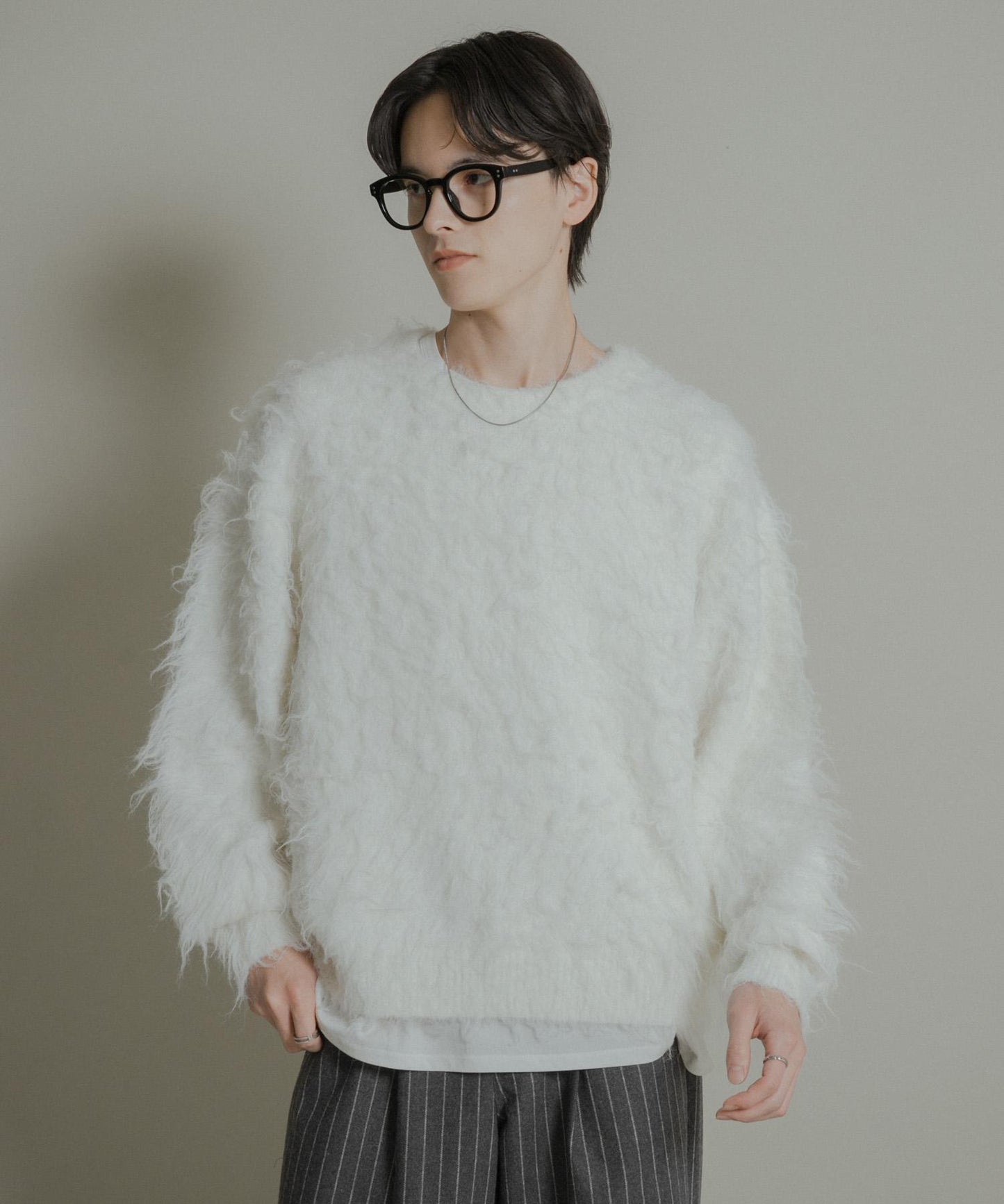 可水洗毛圈圓領針織衫