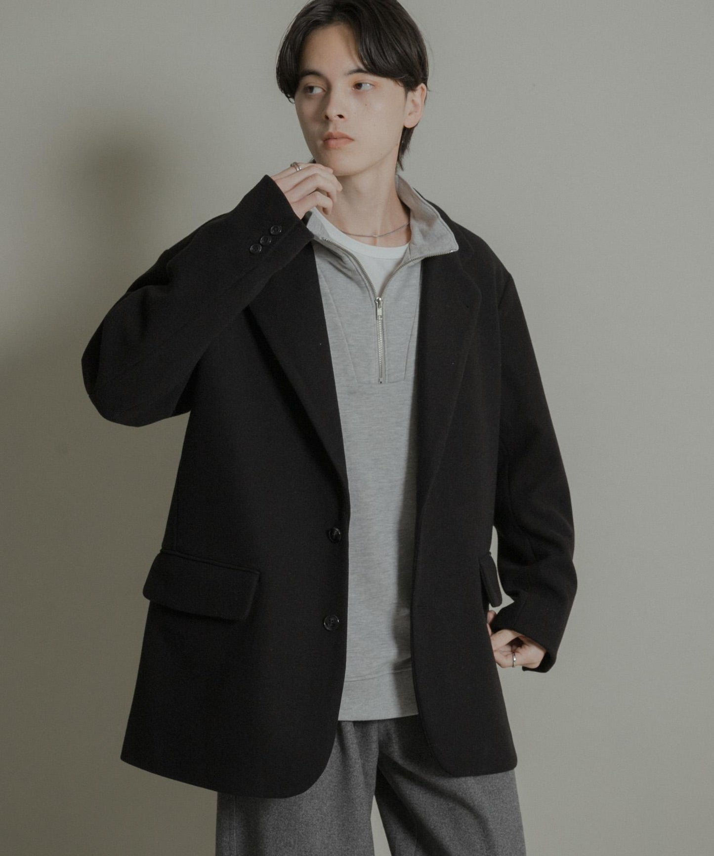 寬鬆中長款夾克