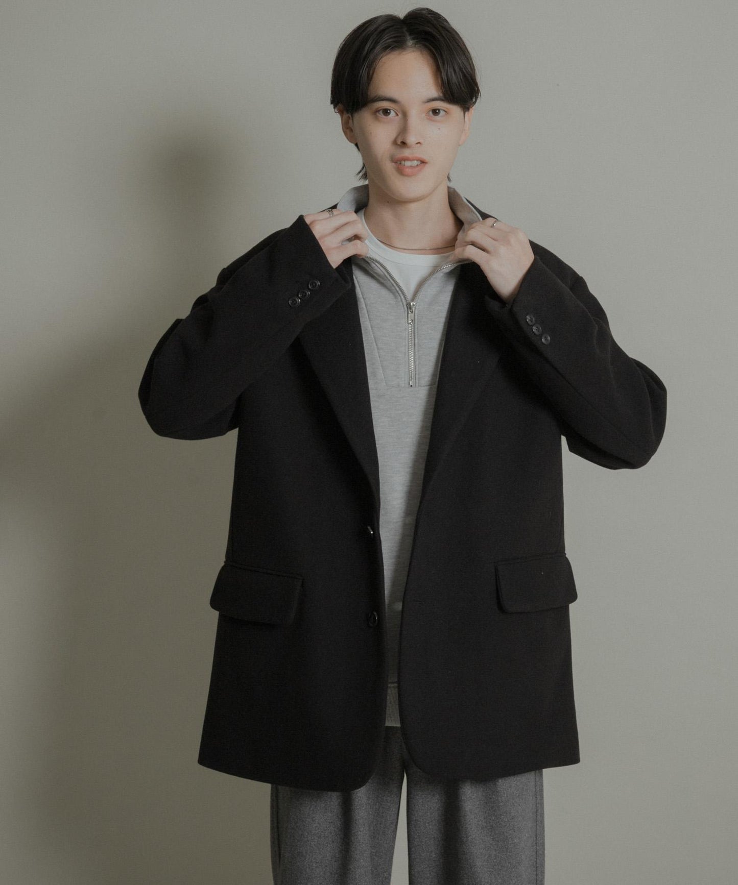 寬鬆中長款夾克