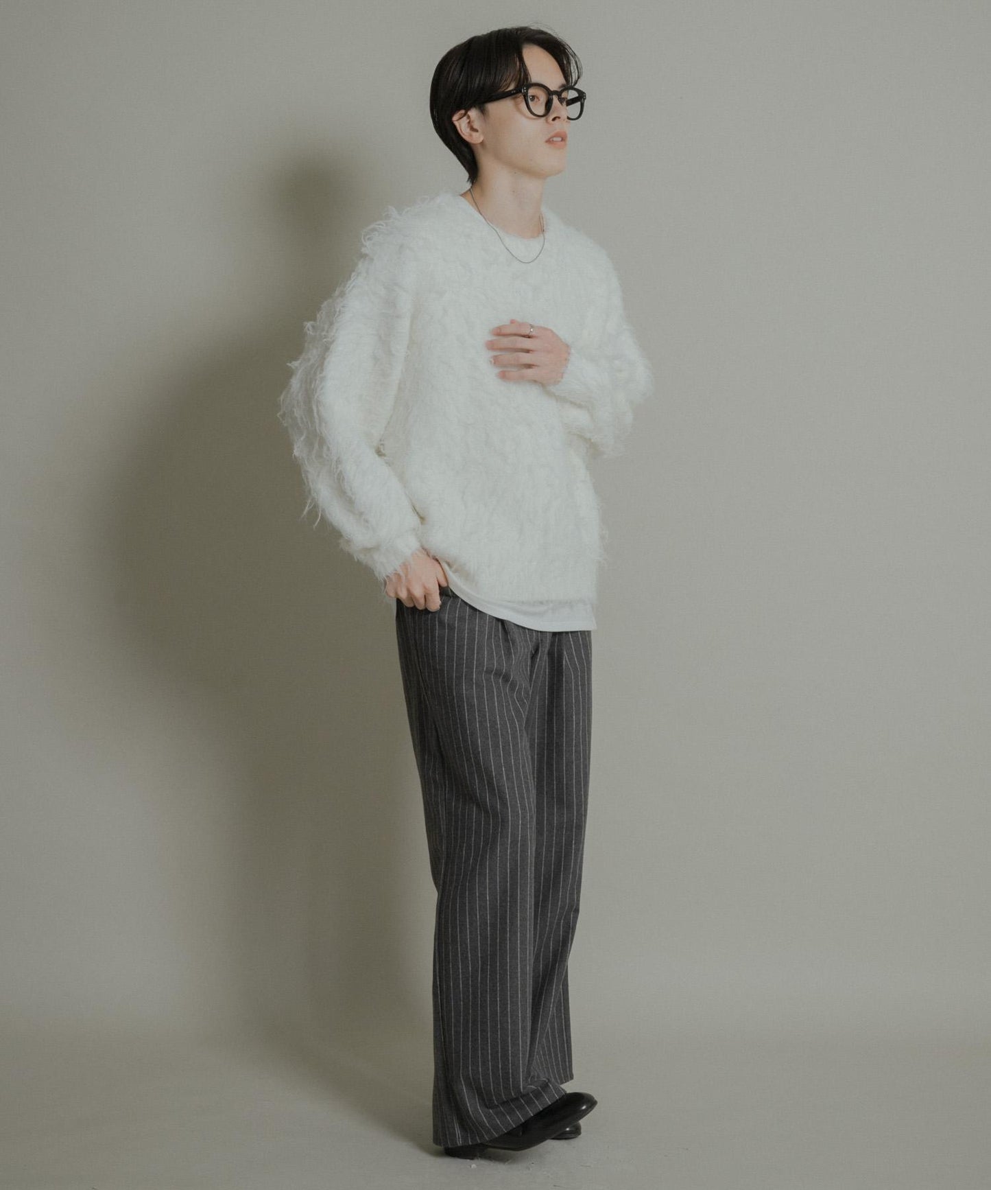 可水洗毛圈圓領針織衫