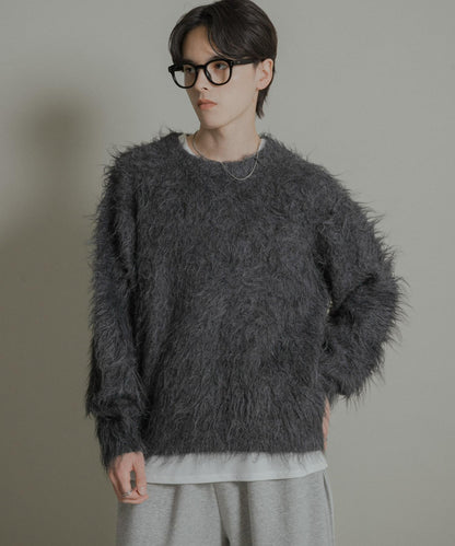 可水洗毛圈圓領針織衫