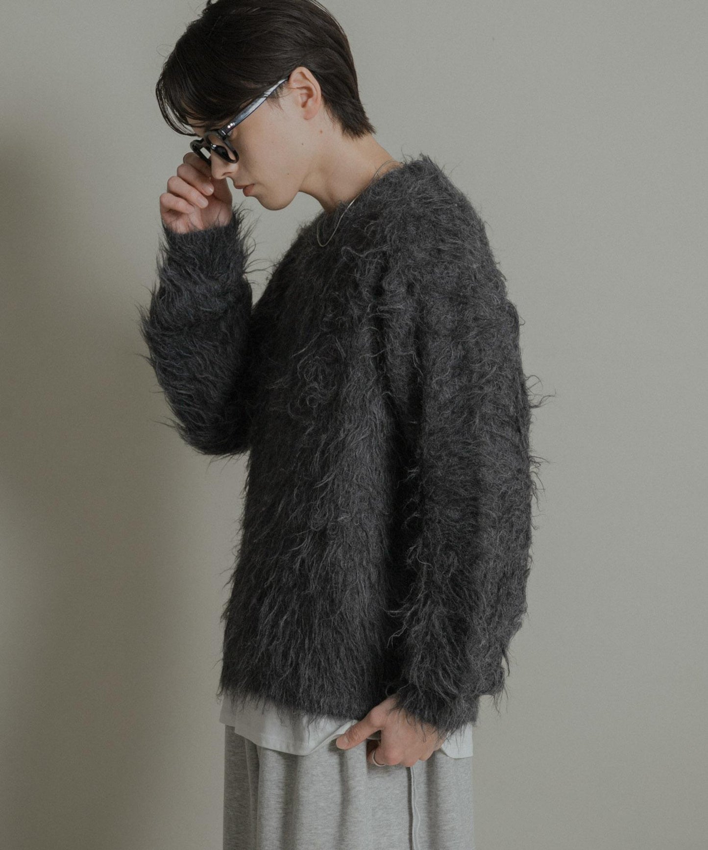 可水洗毛圈圓領針織衫