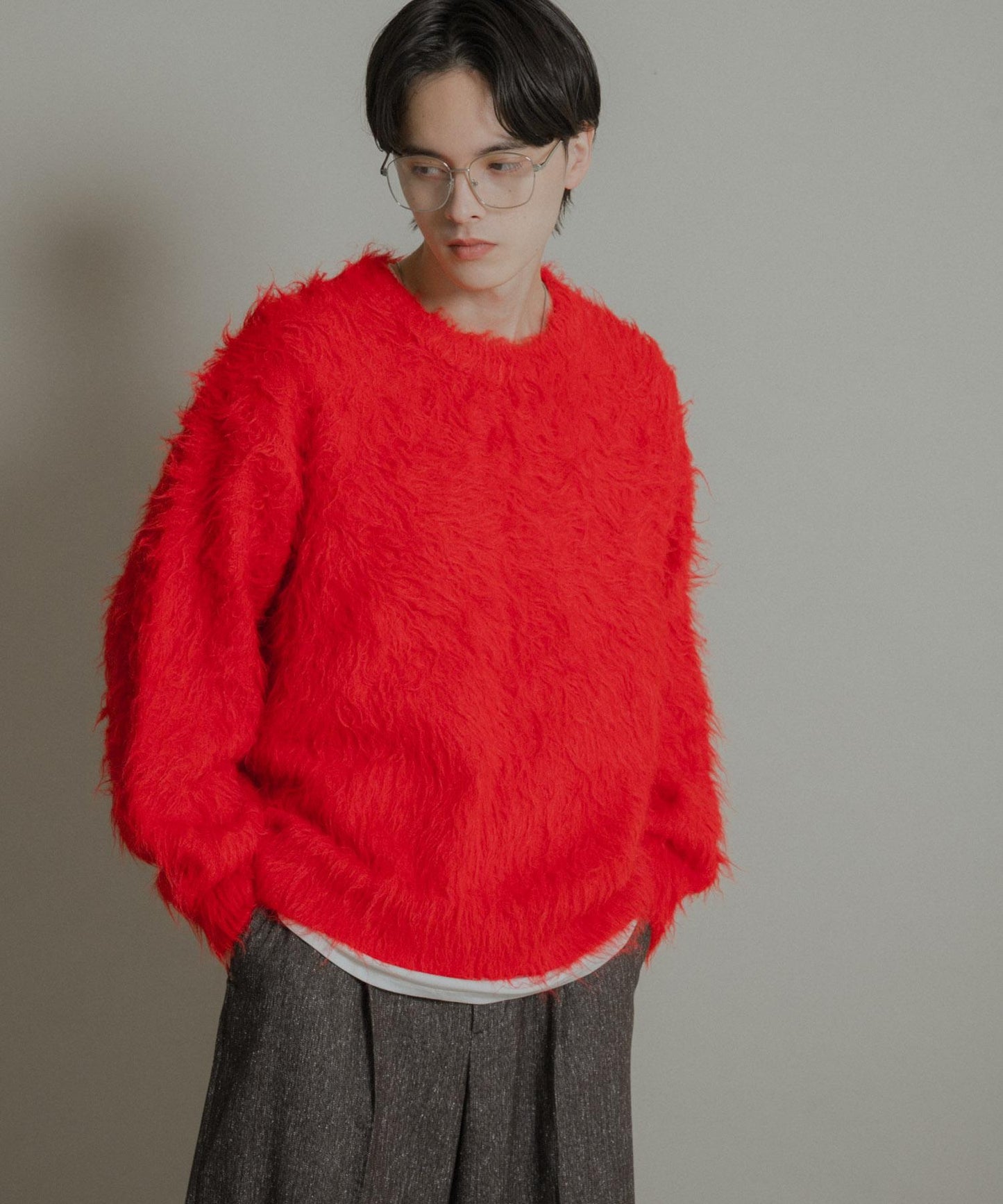 可水洗毛圈圓領針織衫