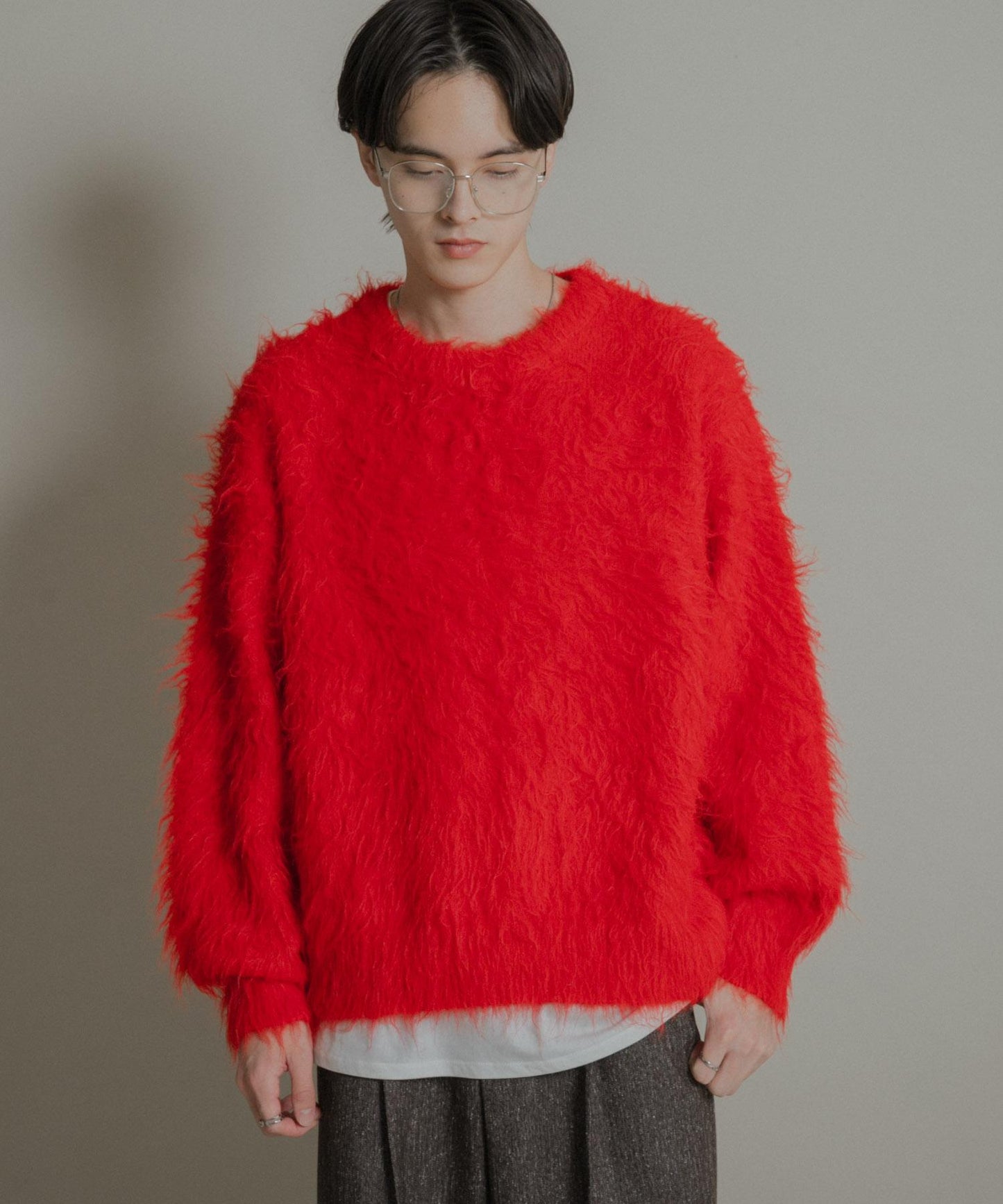 可水洗毛圈圓領針織衫