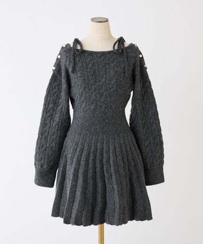 【HolidayCollection】麻花針織迷你連衣裙