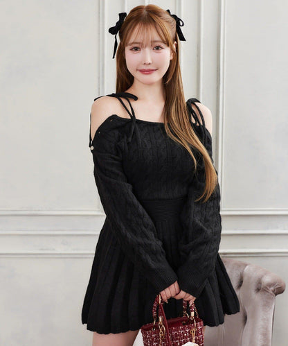 【HolidayCollection】麻花針織迷你連衣裙