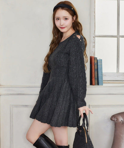 【HolidayCollection】麻花針織迷你連衣裙