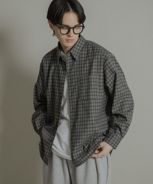 微妙色調長袖法蘭絨襯衫