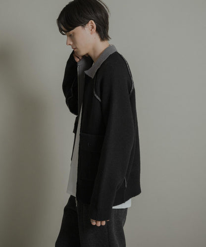 拼色針織拉鍊夾克