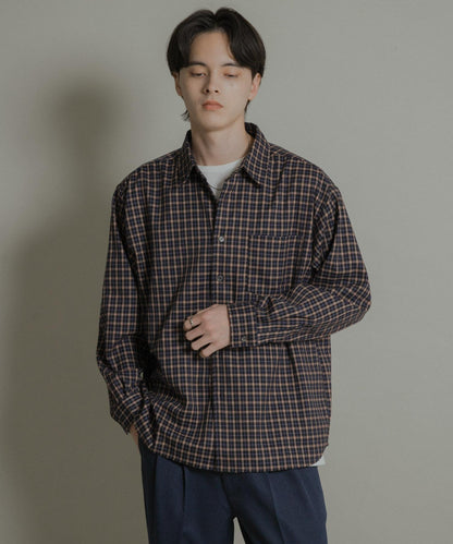 微妙色調長袖法蘭絨襯衫