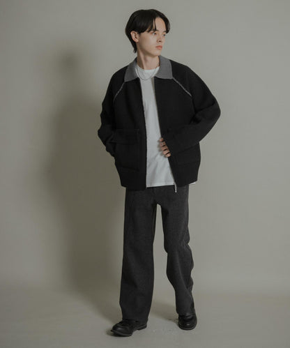 拼色針織拉鍊夾克