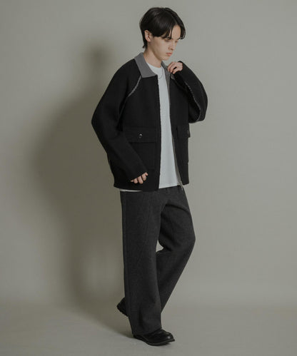 拼色針織拉鍊夾克