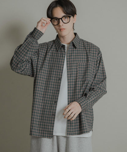 微妙色調長袖法蘭絨襯衫