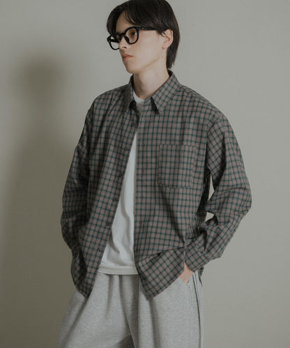 微妙色調長袖法蘭絨襯衫