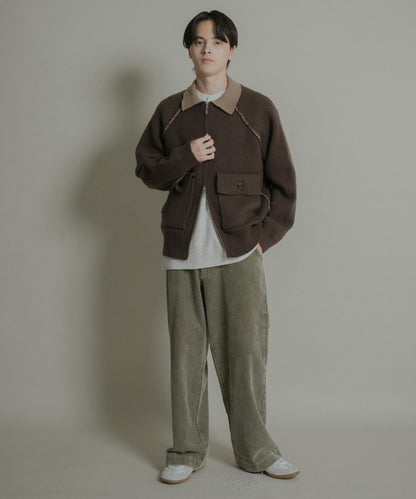 拼色針織拉鍊夾克