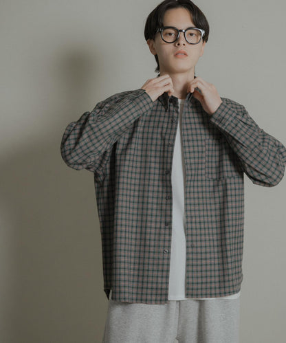 微妙色調長袖法蘭絨襯衫