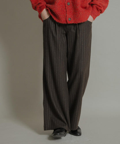 羊毛混紡弧形口袋直筒褲