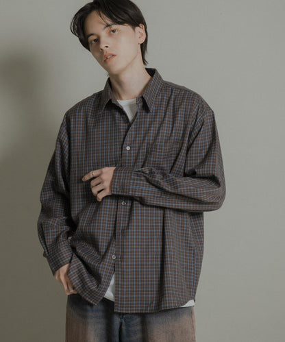 微妙色調長袖法蘭絨襯衫