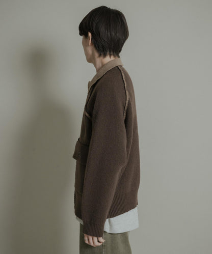 拼色針織拉鍊夾克