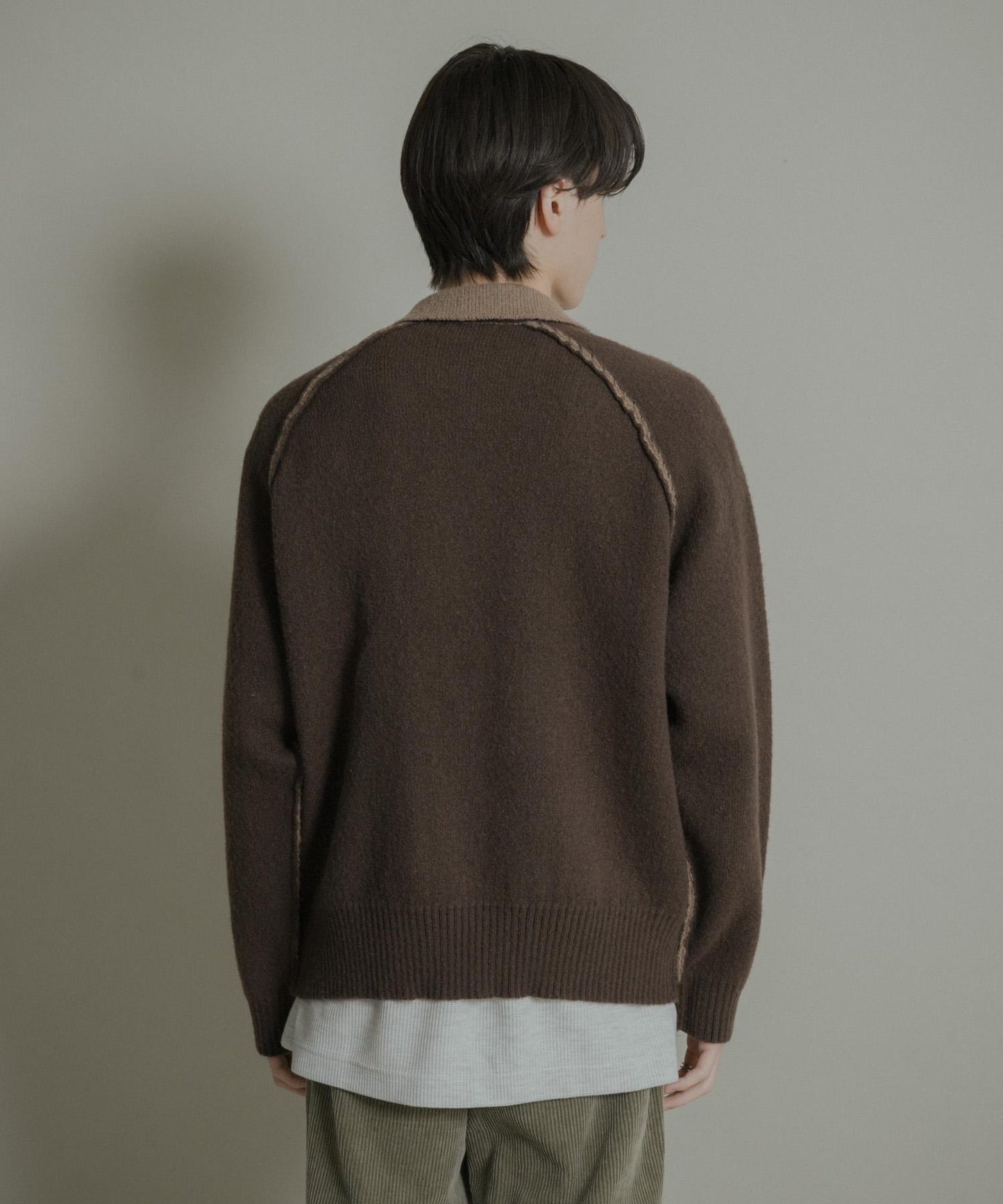 拼色針織拉鍊夾克