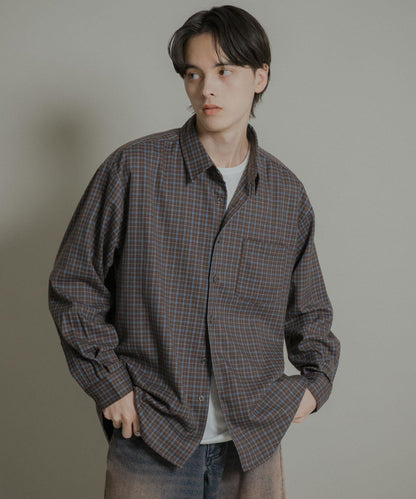 微妙色調長袖法蘭絨襯衫