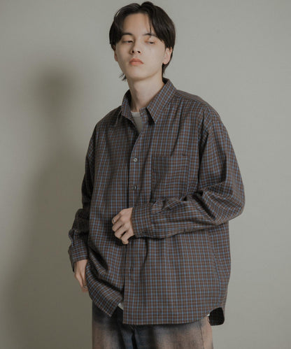 微妙色調長袖法蘭絨襯衫