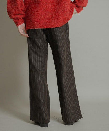 羊毛混紡弧形口袋直筒褲