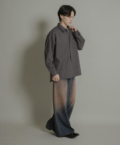 微妙色調長袖法蘭絨襯衫