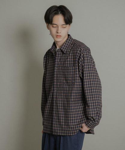 微妙色調長袖法蘭絨襯衫