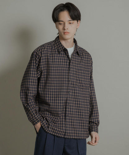 微妙色調長袖法蘭絨襯衫